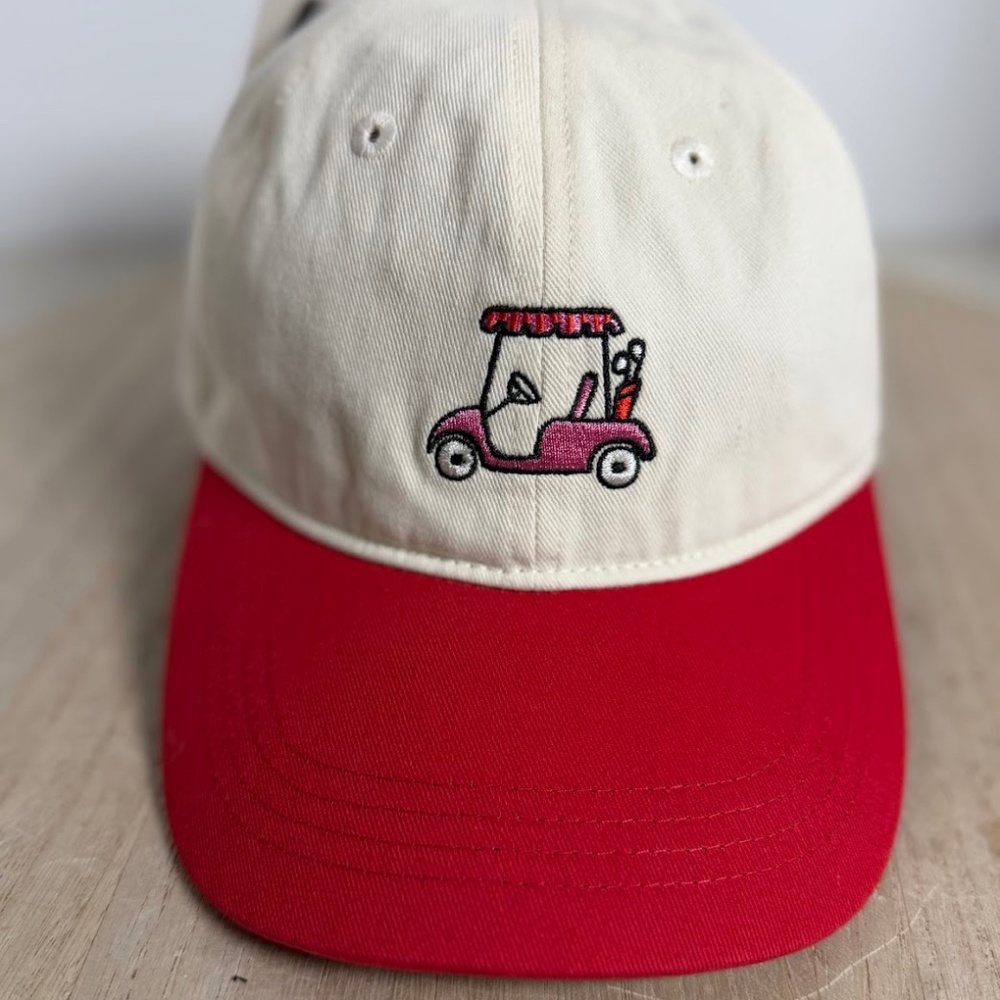 Frasier Sterling Sport Golf Cart Hat Women’s Adjustable Cream Red NWT